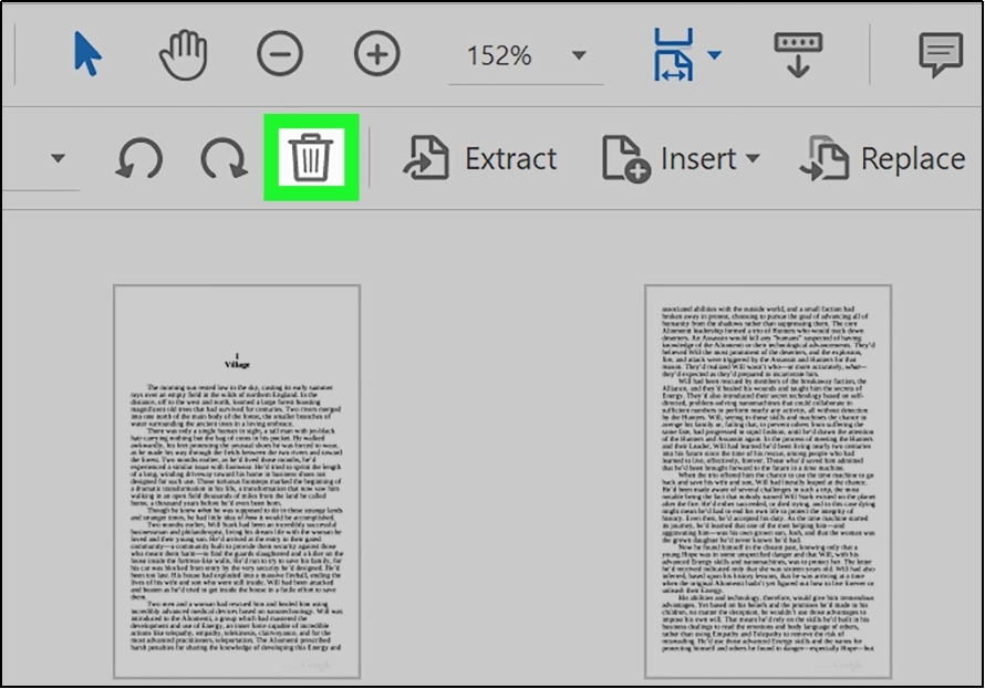 delete icon in adobe acrobat application
