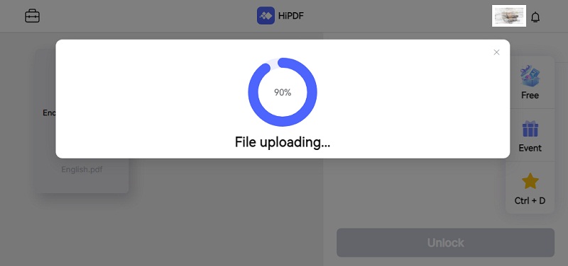 upload lock pdf to hipdf