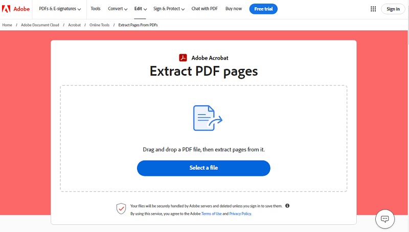 use adobe acrobat to extract pages