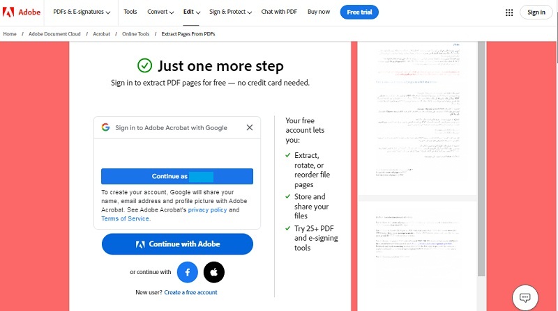 adobe acrobat for page extracting