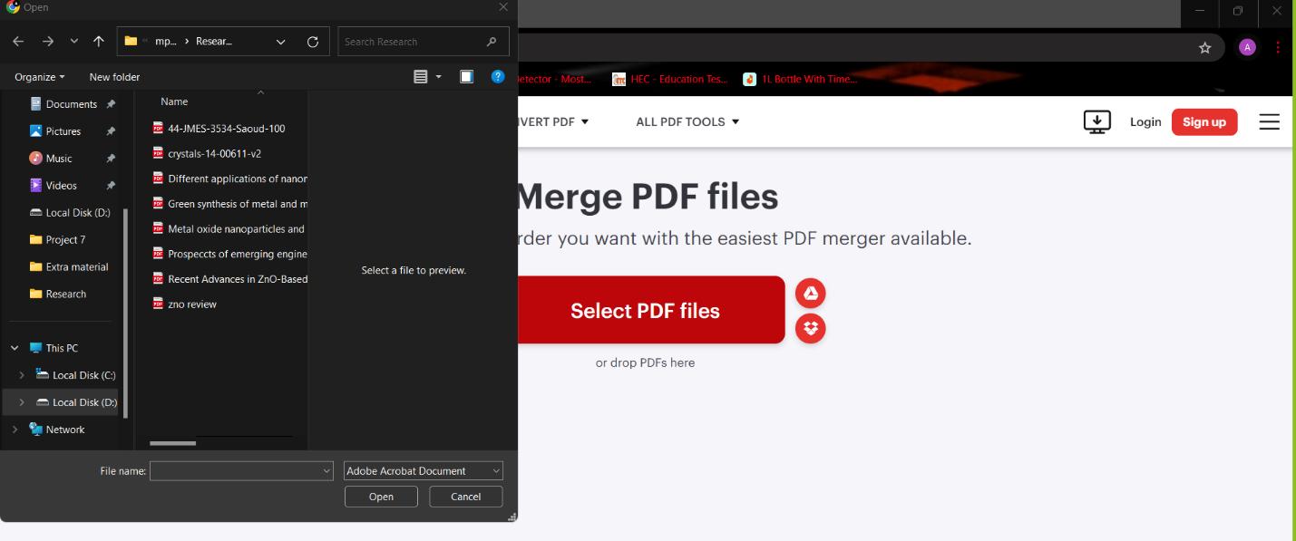 choosing pdfs in ilovepdf