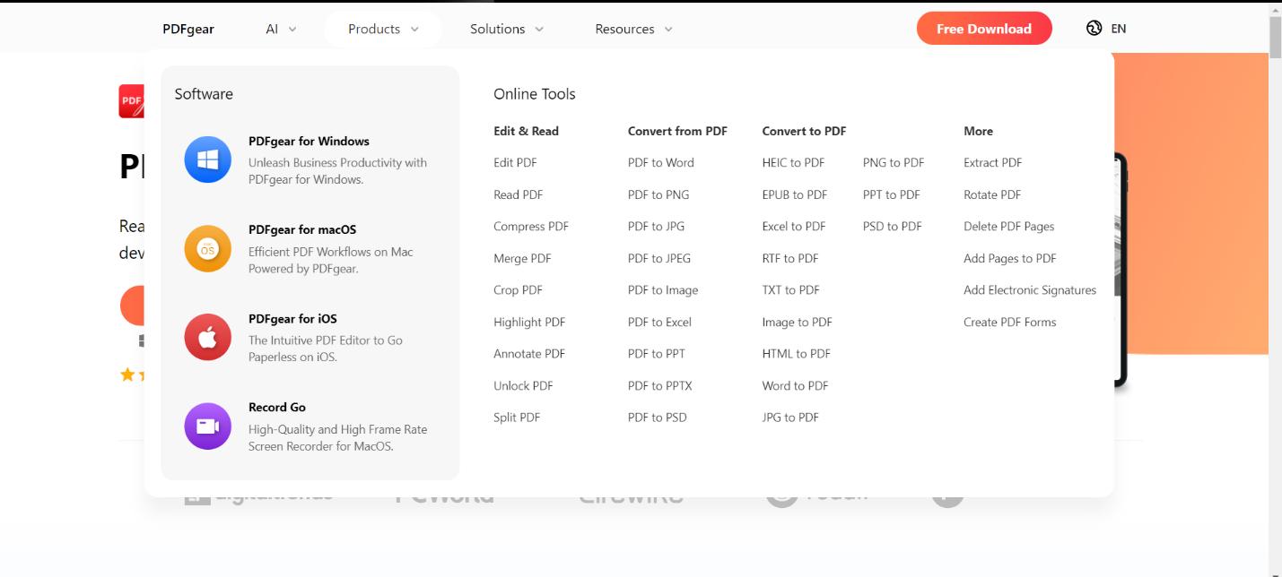 merge pdf option in pdfgear