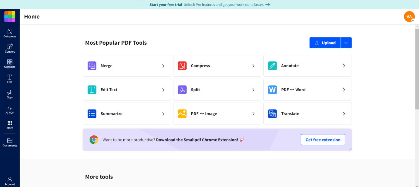 merge pdf option in small pdf