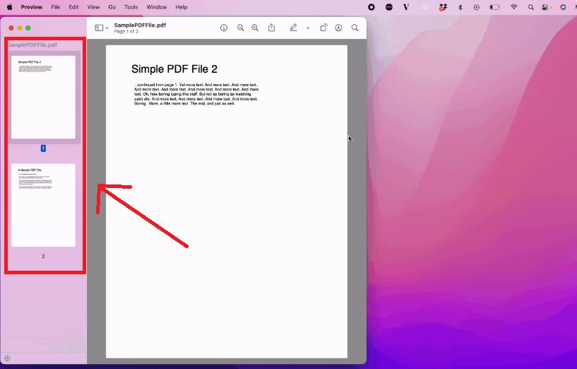 sorting pages with mac preview