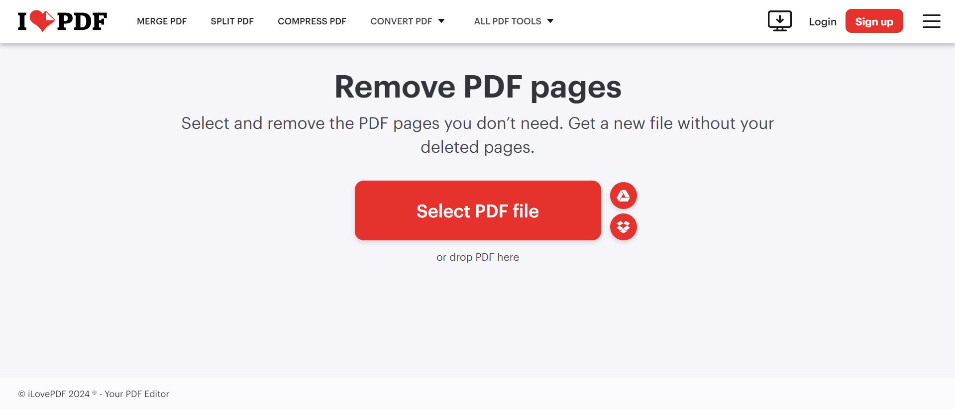 iLovePDF step 1