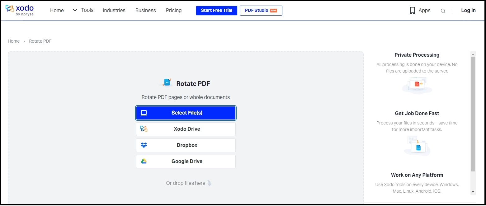 upload files option in xodo pdf