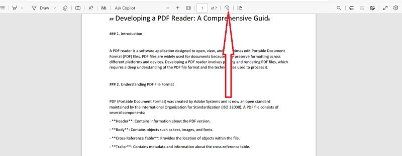 microsoft edge pdf page rotate icon