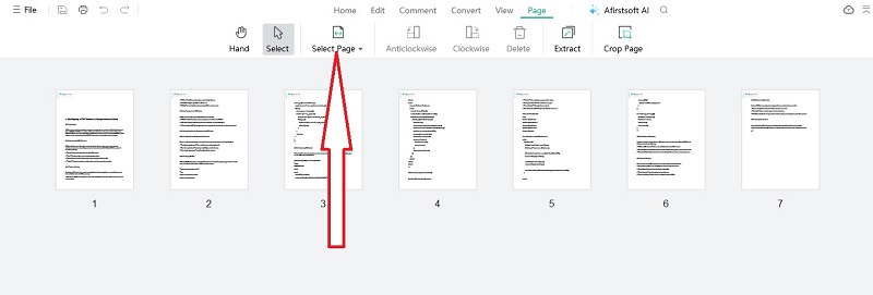 click on select page at afirstsoft pdf
