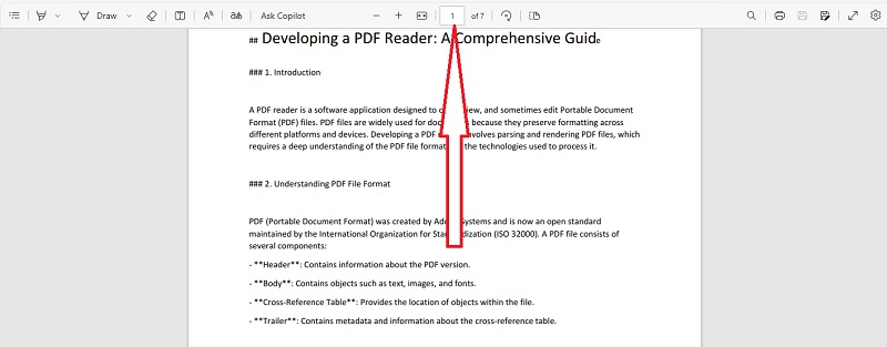 microsoft edge pdf navigate to page