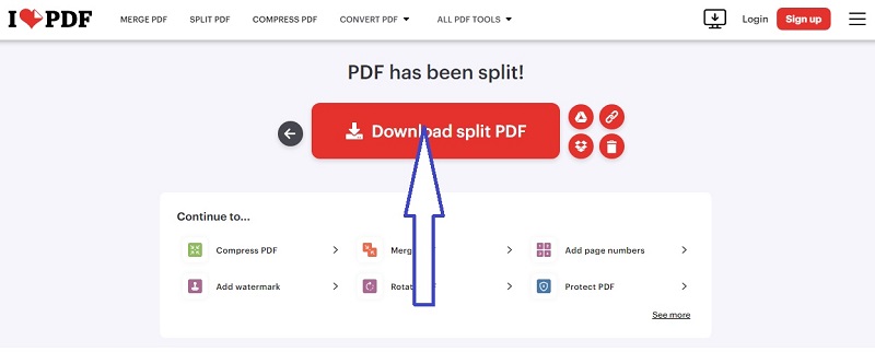 ilovepdf download extracted page