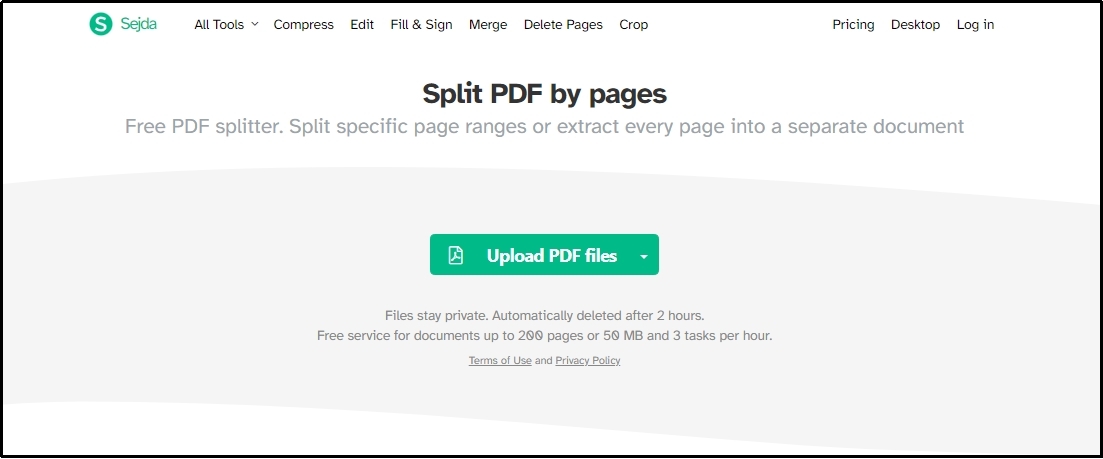 upload pdf files in Sejda pdf