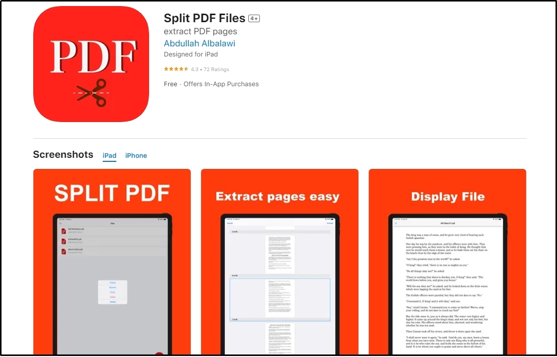 split pdf files application in app store