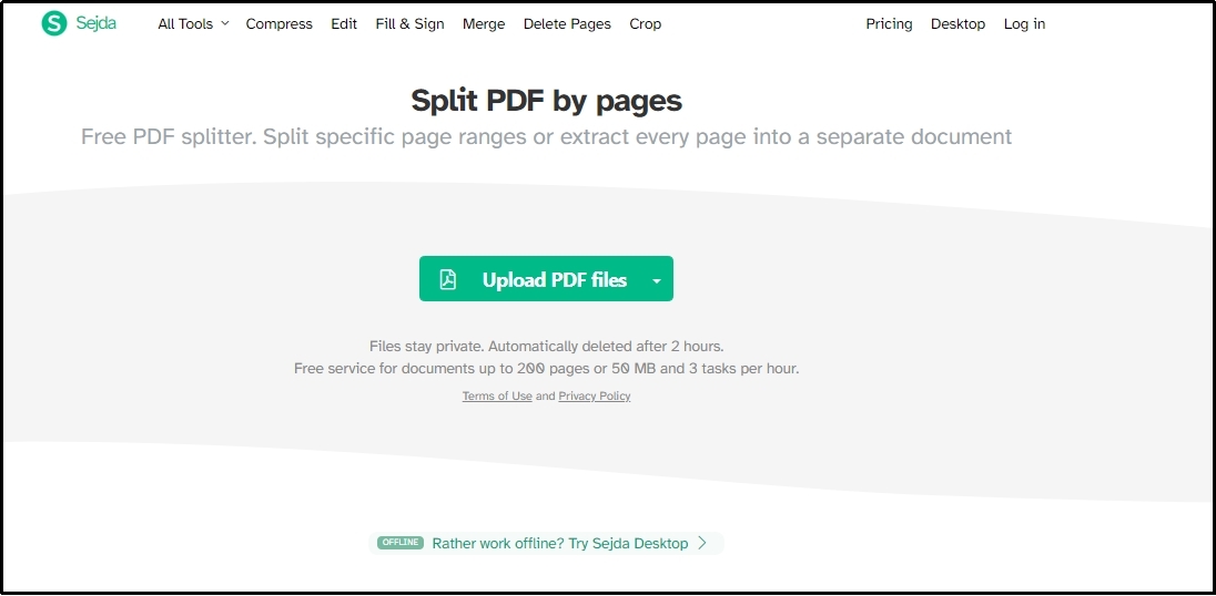 upload files in Sejda pdf