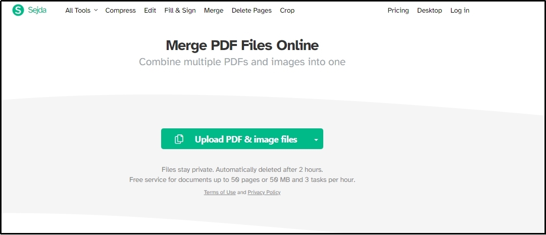 merge pdf tool by Sejda pdf