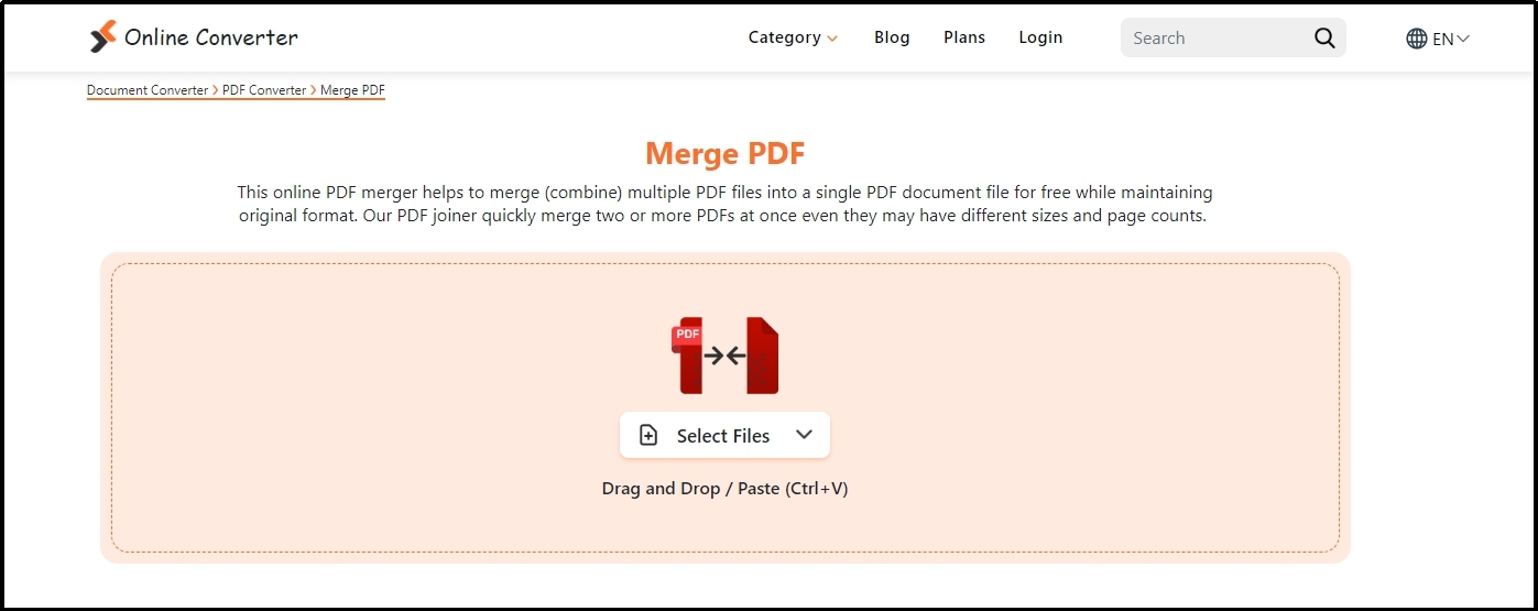 merge pdf tool by the online converter