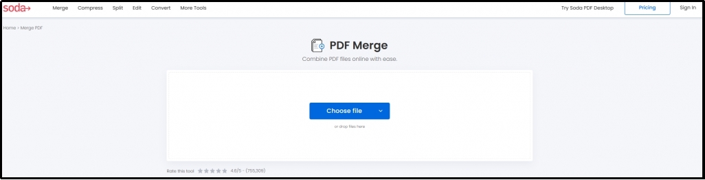 soda pdf merge tool preview