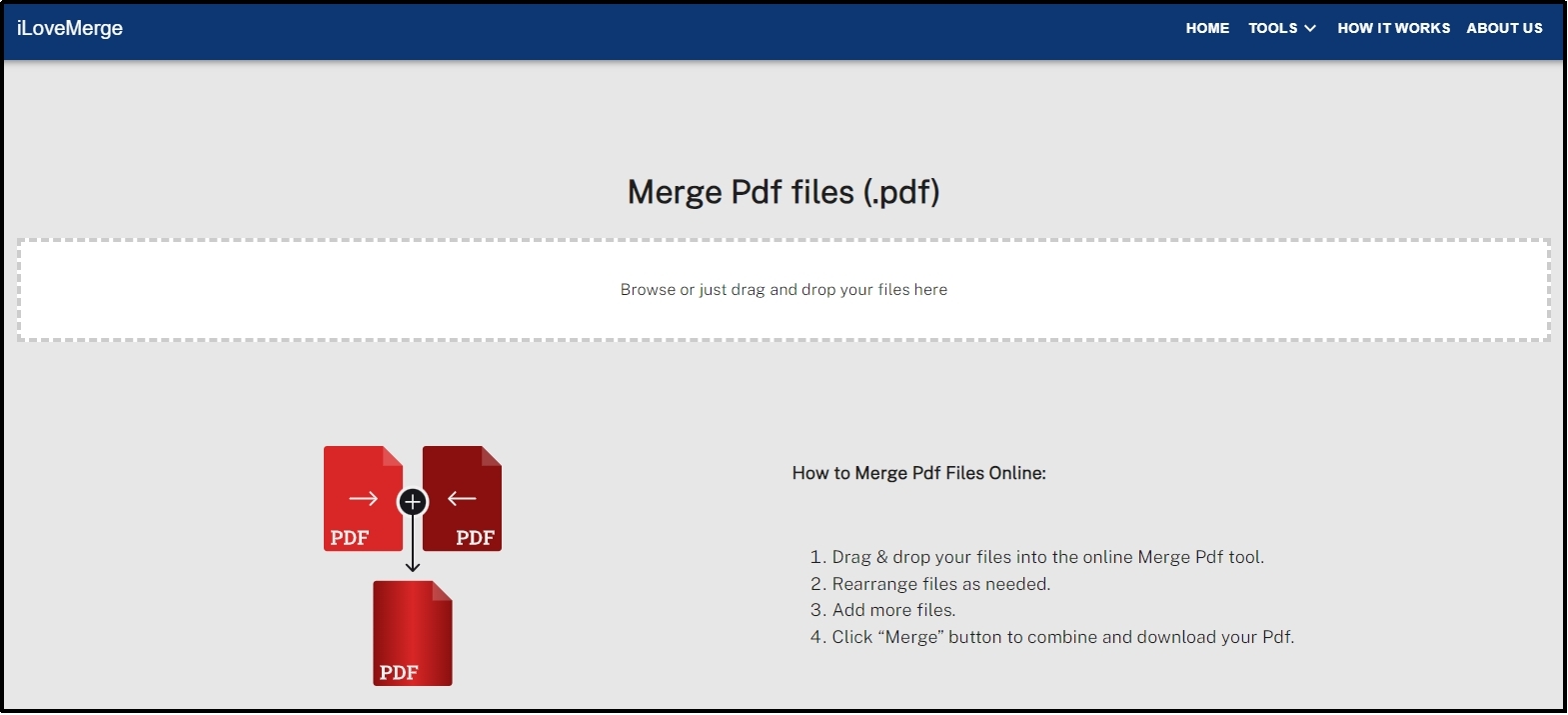 merge pdf tool by I love merge website