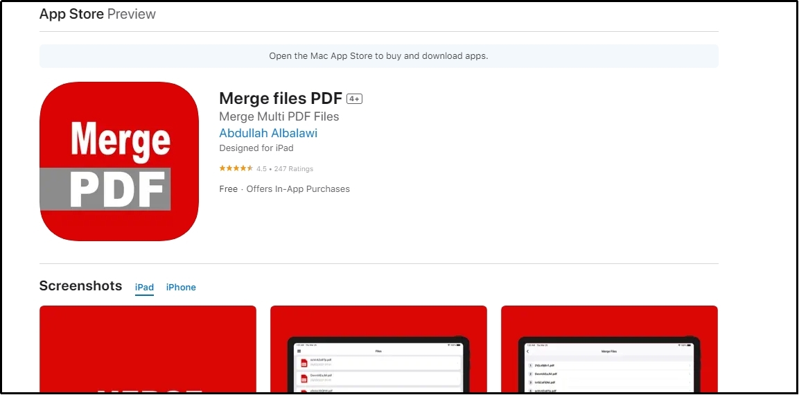 merge pdf files on app store