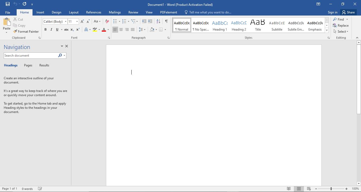 microsoft word interface