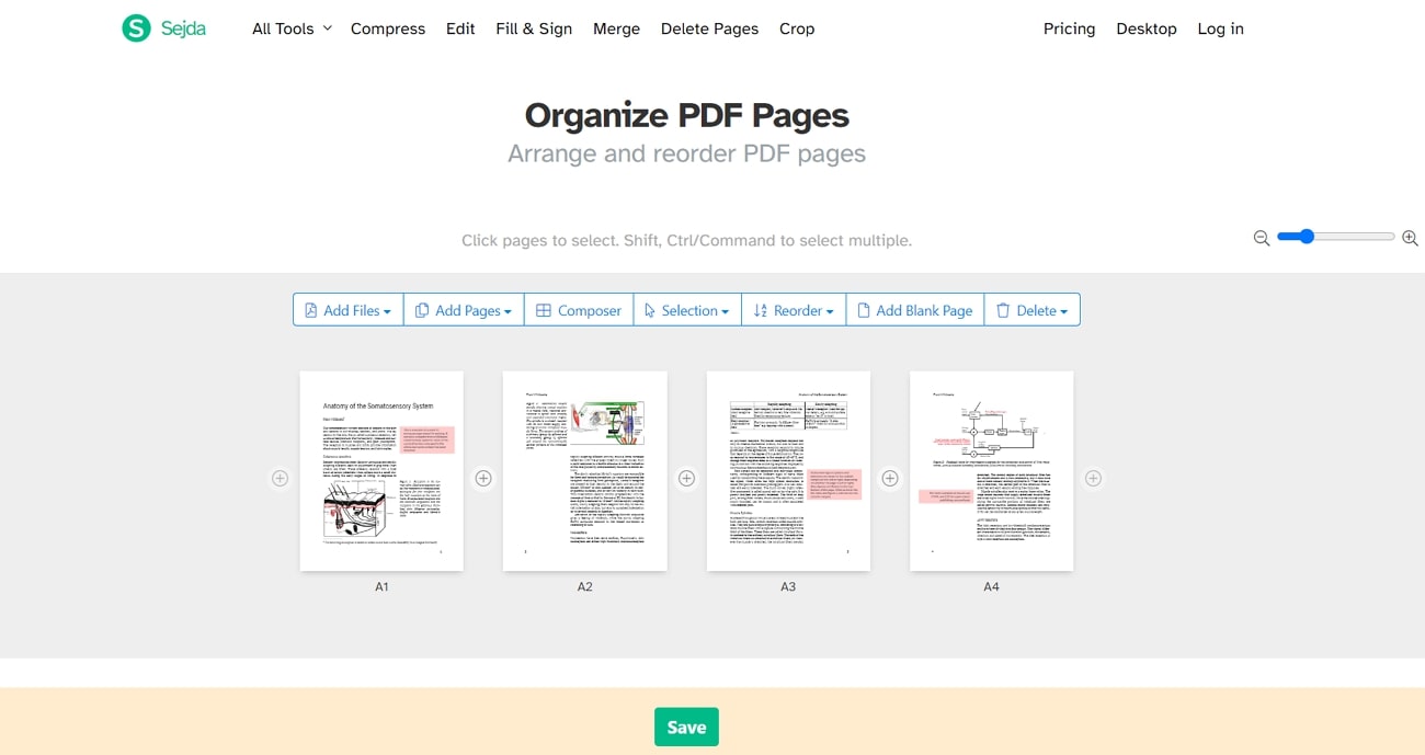 sejda pdf organizer