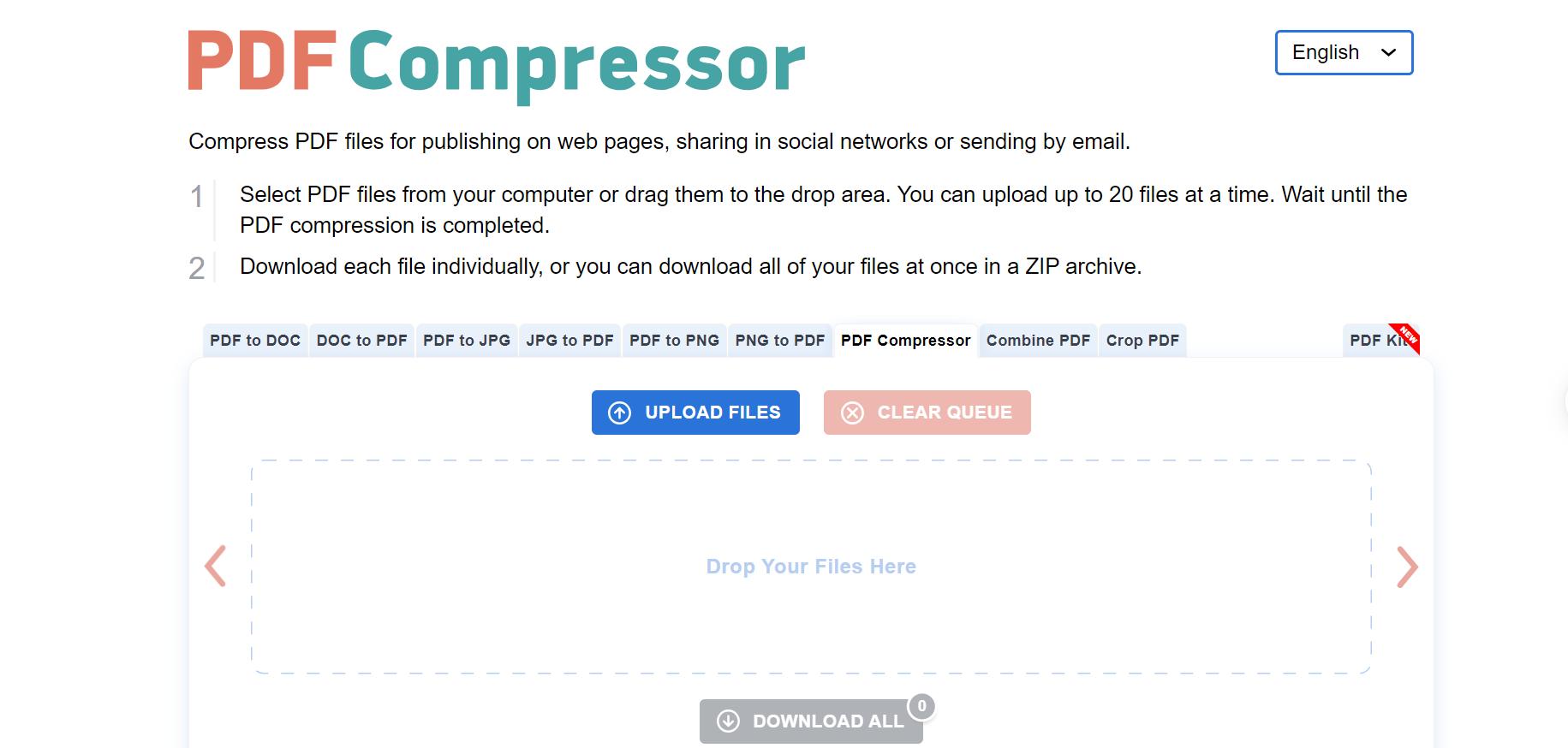 pdf compressor user interphase