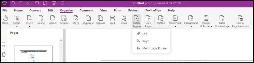 rotating pages in pdf option in foxit pdf