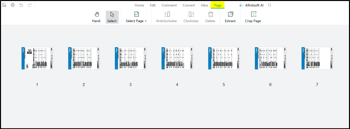 pages tab in Afirstsoft pdf