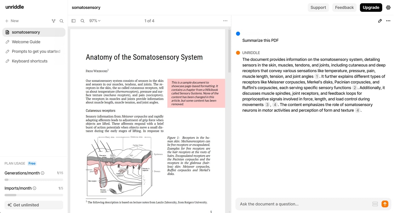 unriddle ai pdf summarization