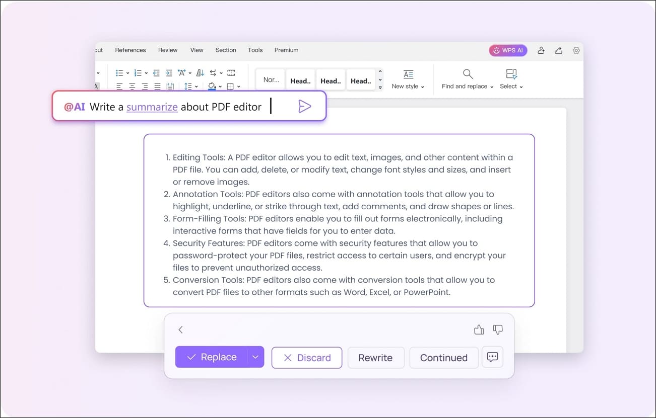 wps ai ai-powered pdf analysis tool