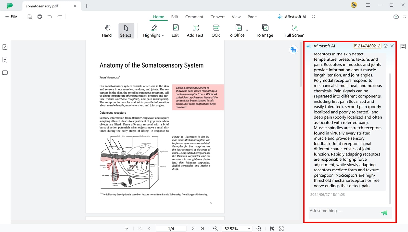 summarize pdf using afirstsoft ai