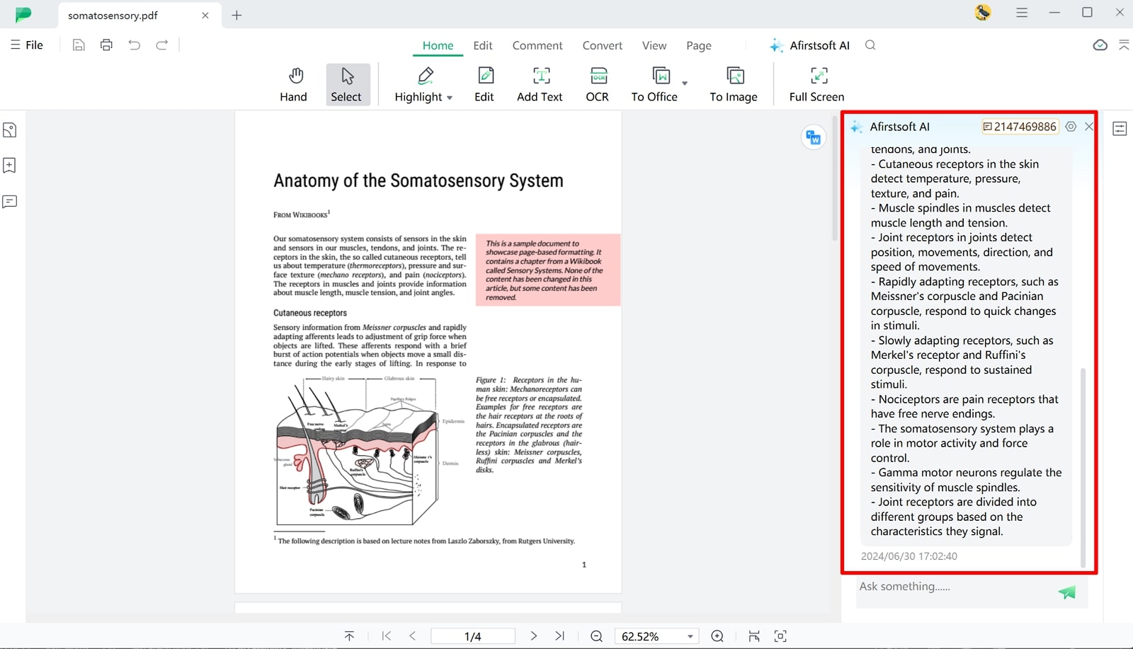 summarize pdf with afirstsoft