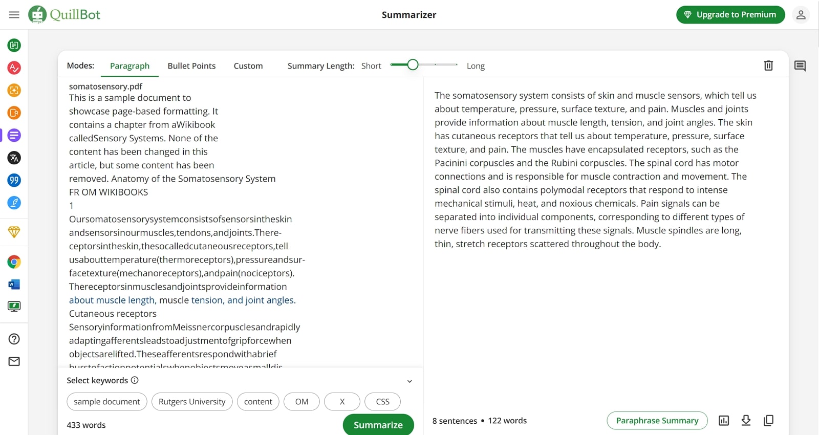 quillbot ai document summarizer