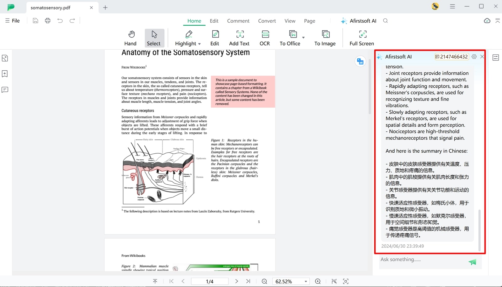 summarize pdf with afirstsoft ai