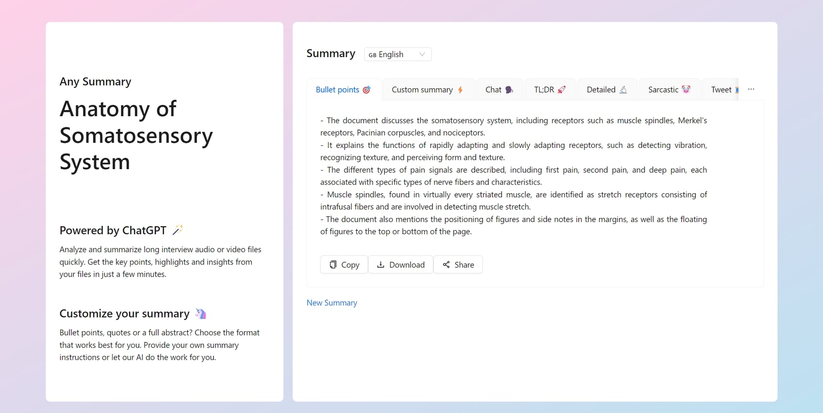 any summary ai document summarizer