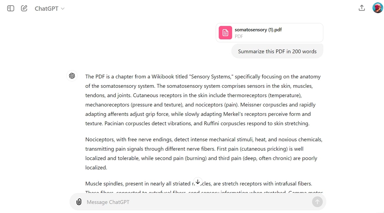 ask chatgpt to summarize pdf