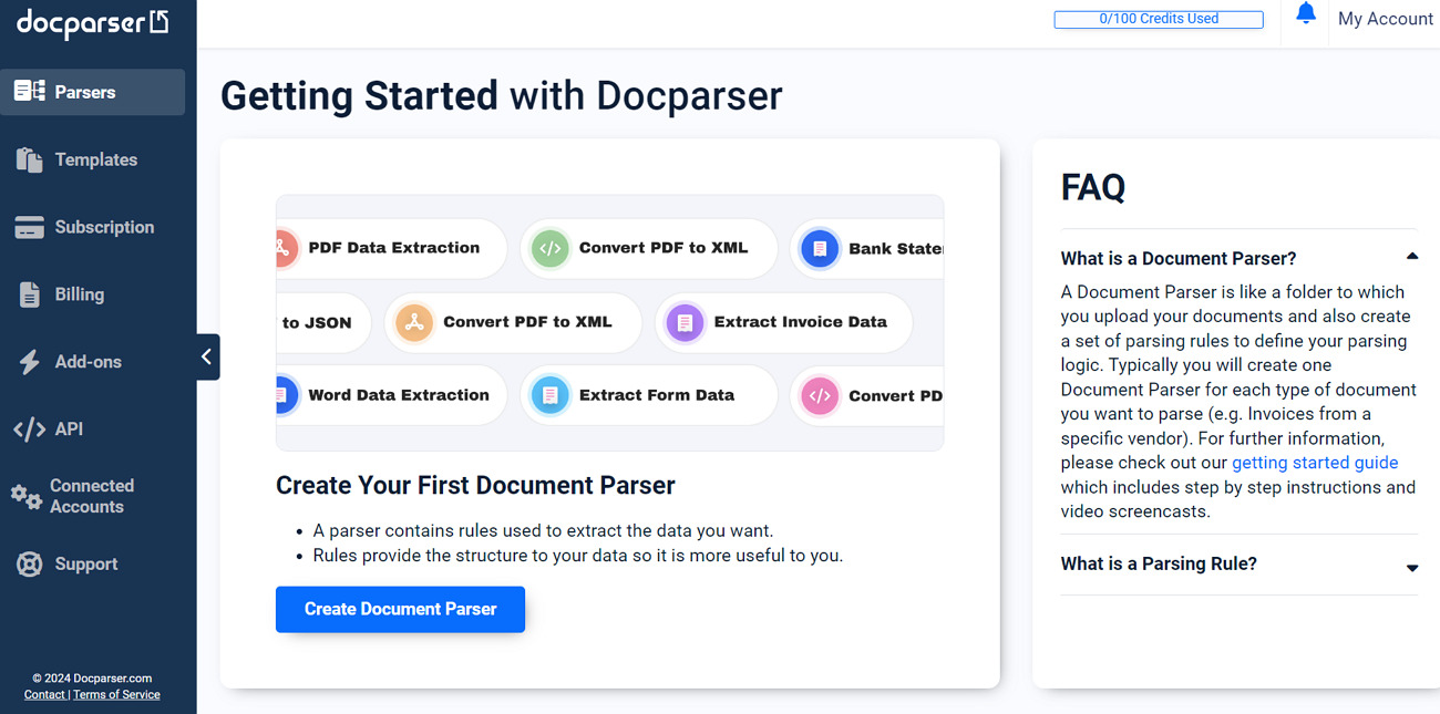 docparser online pdf data extractor