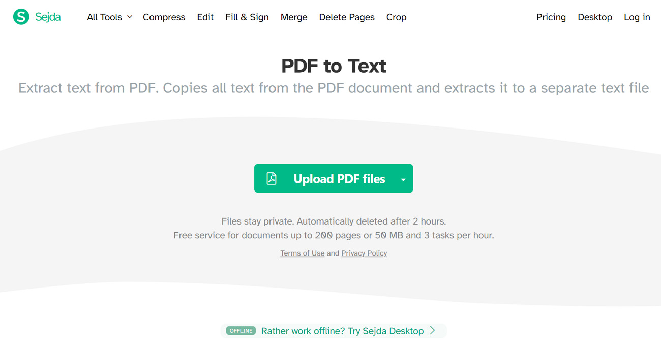 sejda free pdf data extractor