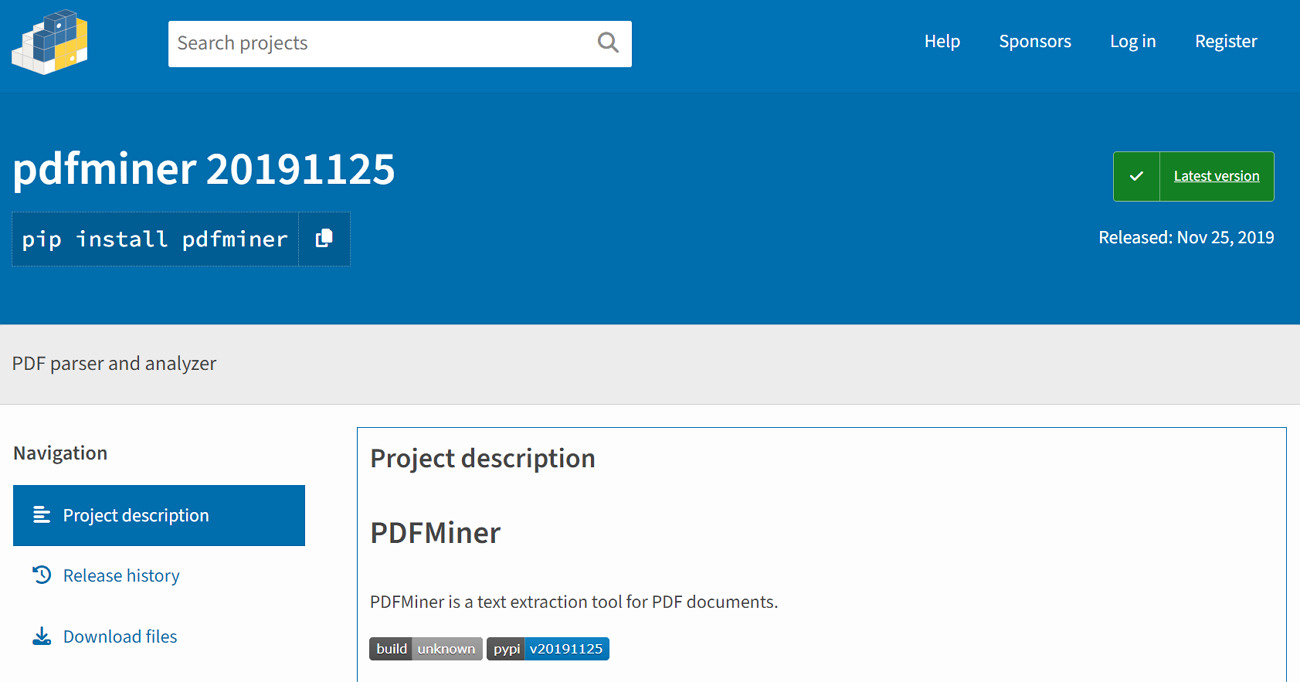 pdfminer pdf data library