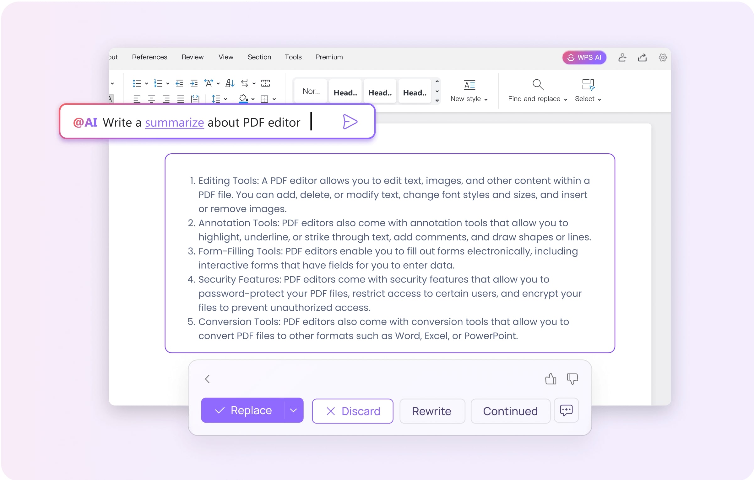 wps ai pdf summarizer