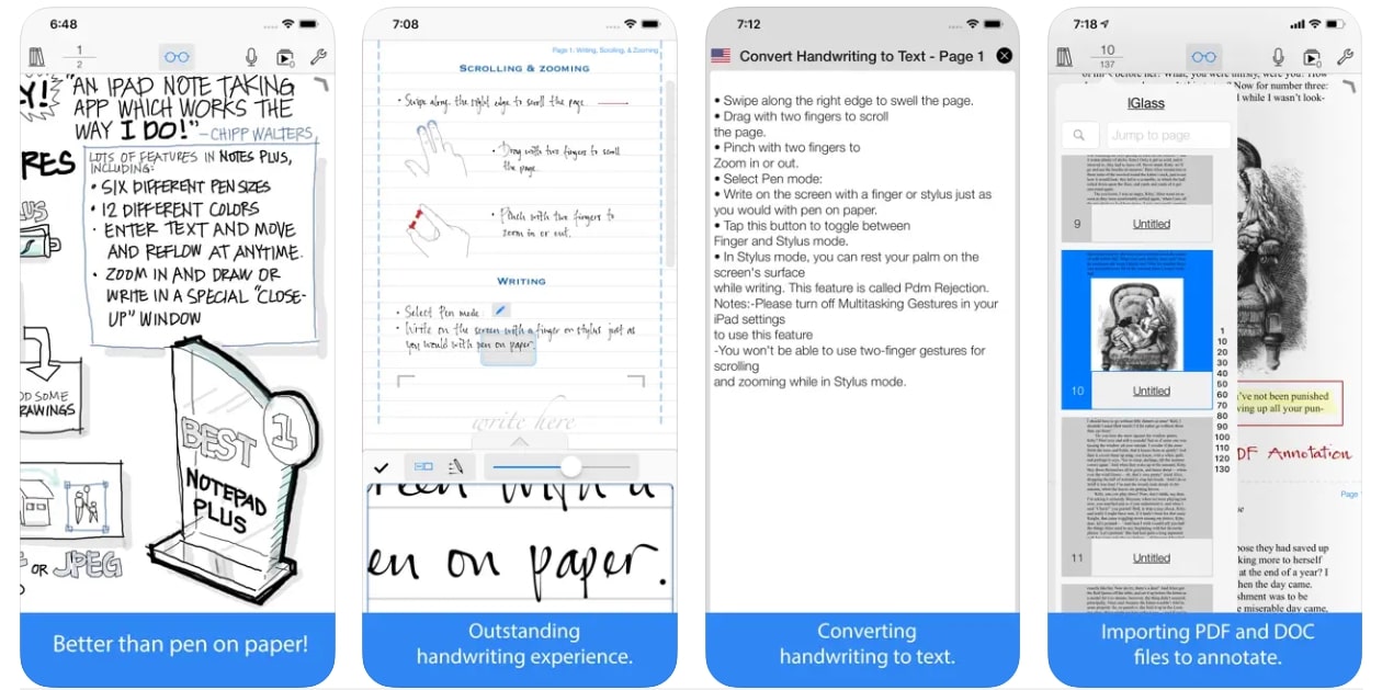 handwriting to text app notes plus