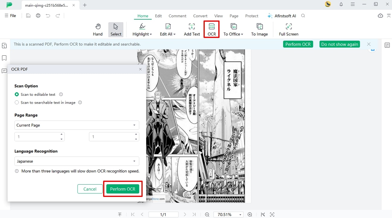 perform ocr on manga for translation