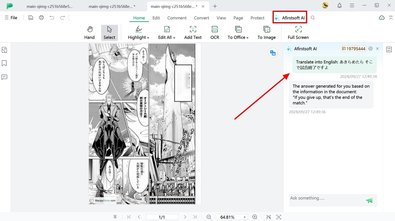 use ai prompt to translate manga