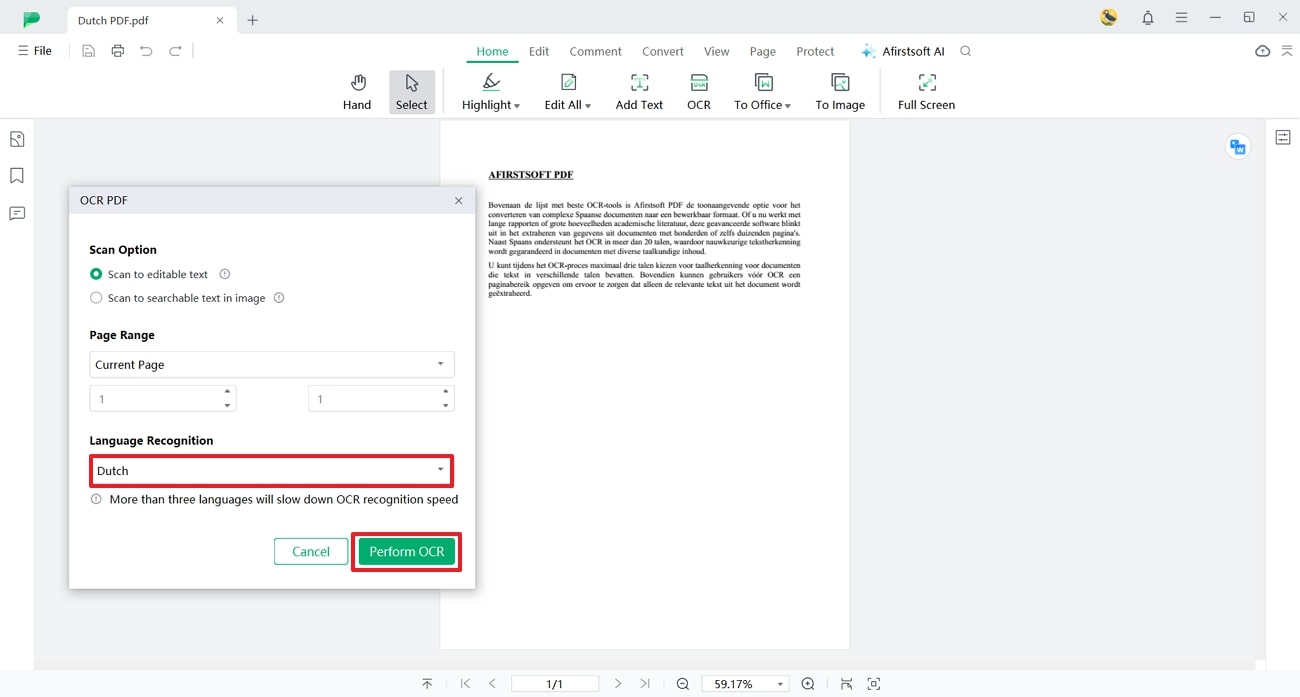 perform ocr on dutch file