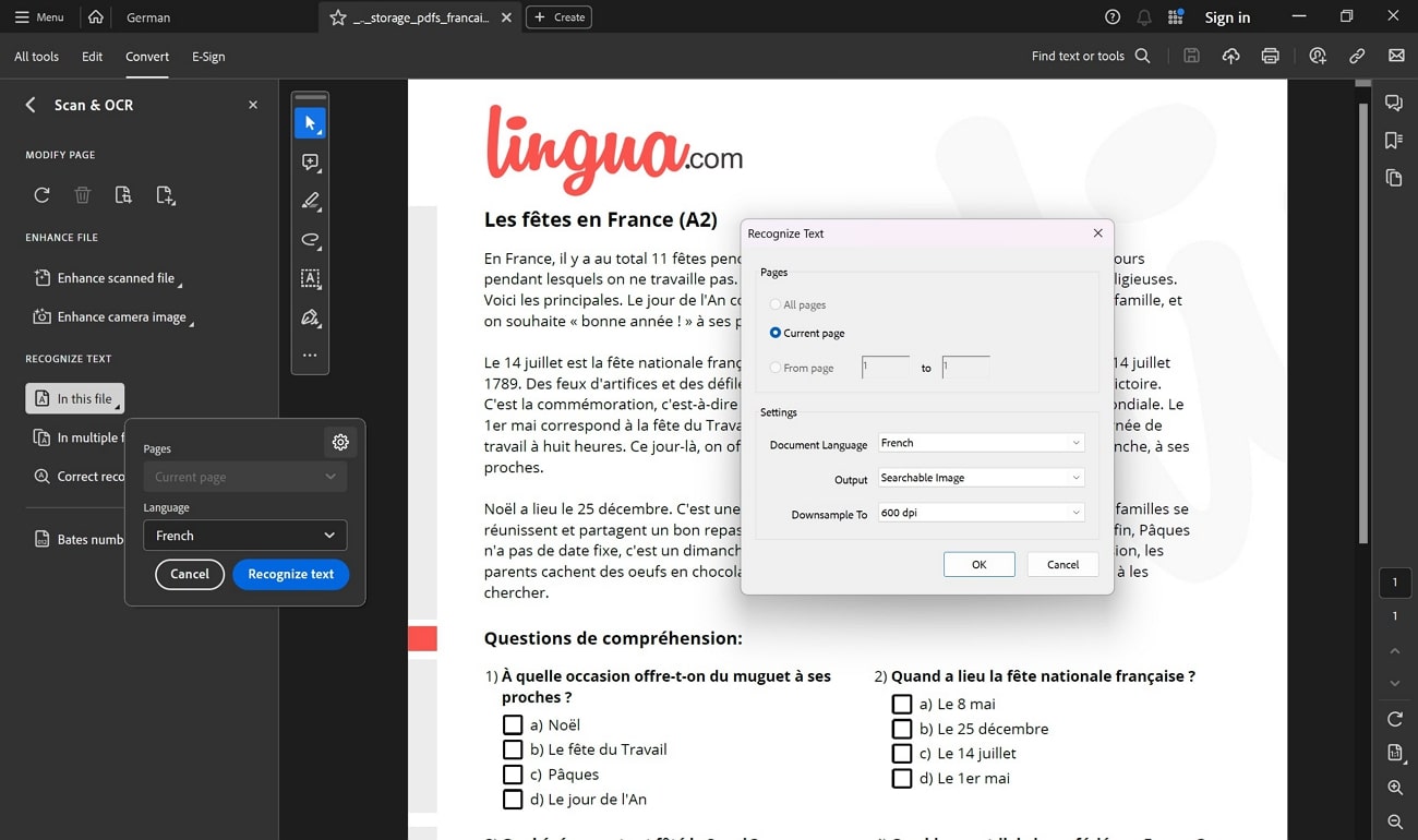 adobe acrobat pro dc french ocr
