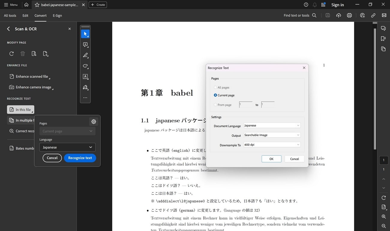 japanese ocr in adobe acrobat