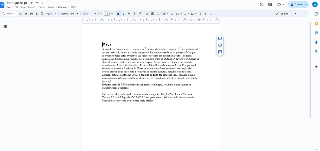 portuguese ocr in google docs