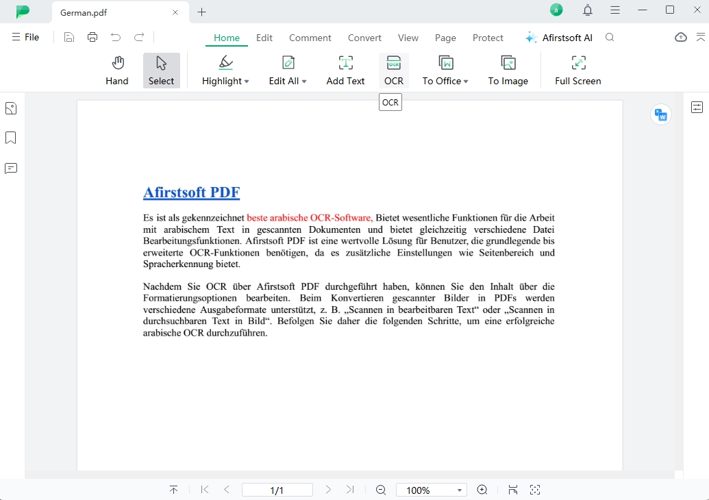 afirstsoft pdf ocr in german