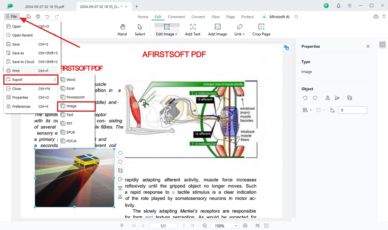 select the image output format