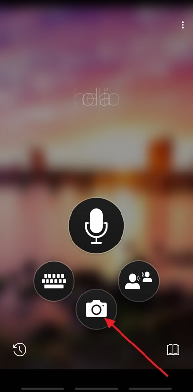select camera from microsoft translator app