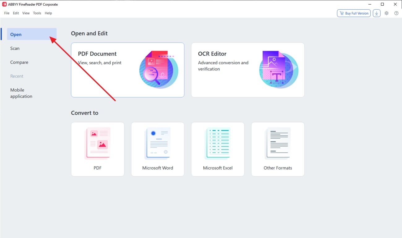 locate ocr editor from open tab